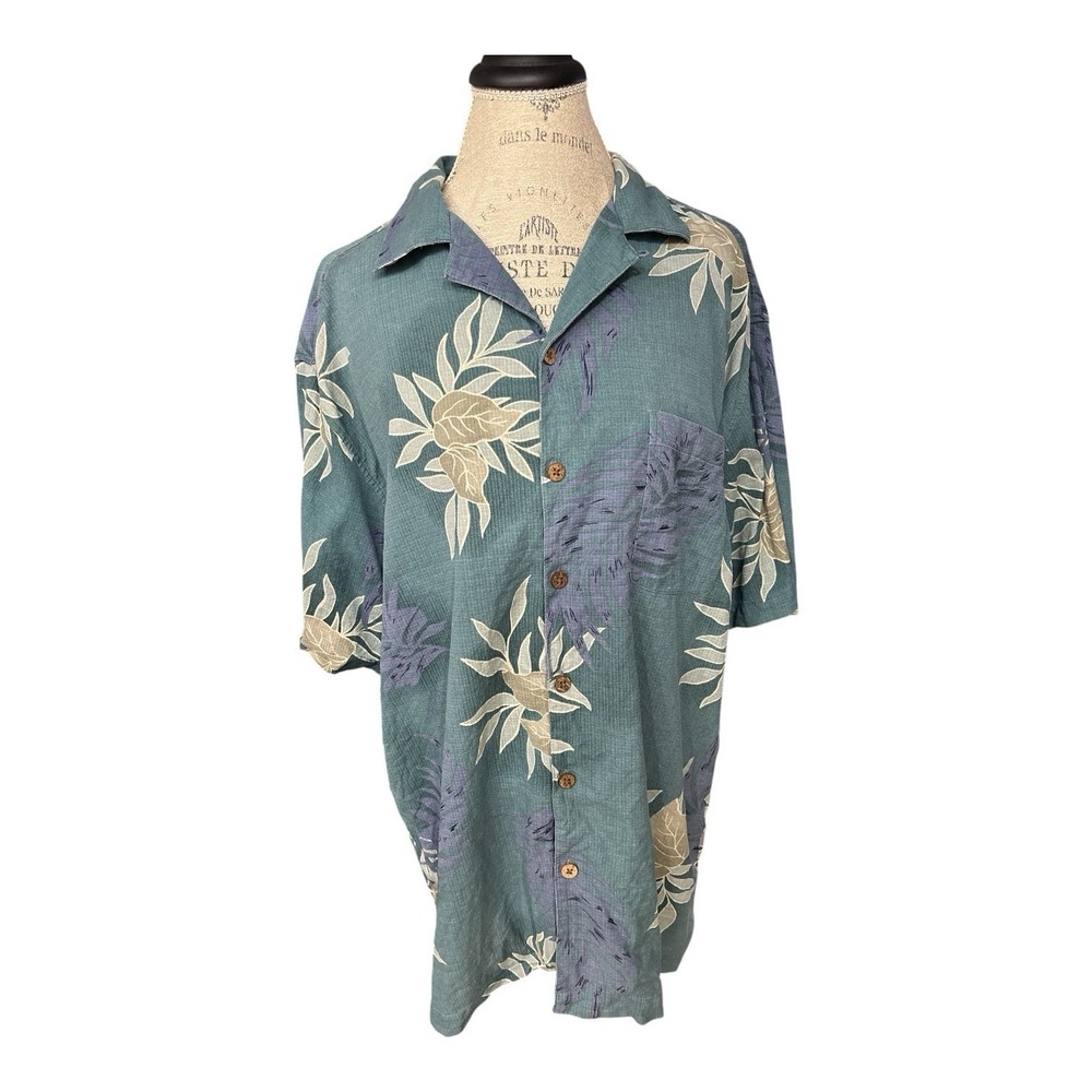 Original ISLAND SHORES Washable Silk HAWAIIAN SHIRT Tropical Camp Shirt XL